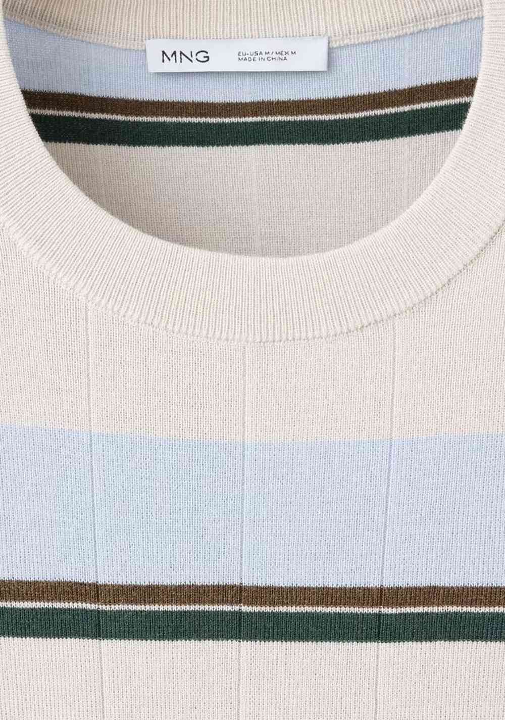 Camiseta Mezcla Algodón Punto Rayas Mango 6