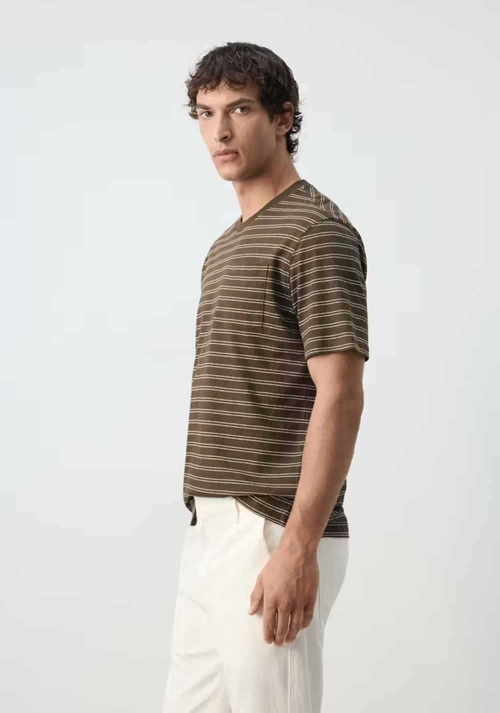 Camiseta Regular Fit Mezcla Algodón Lino Mango 5