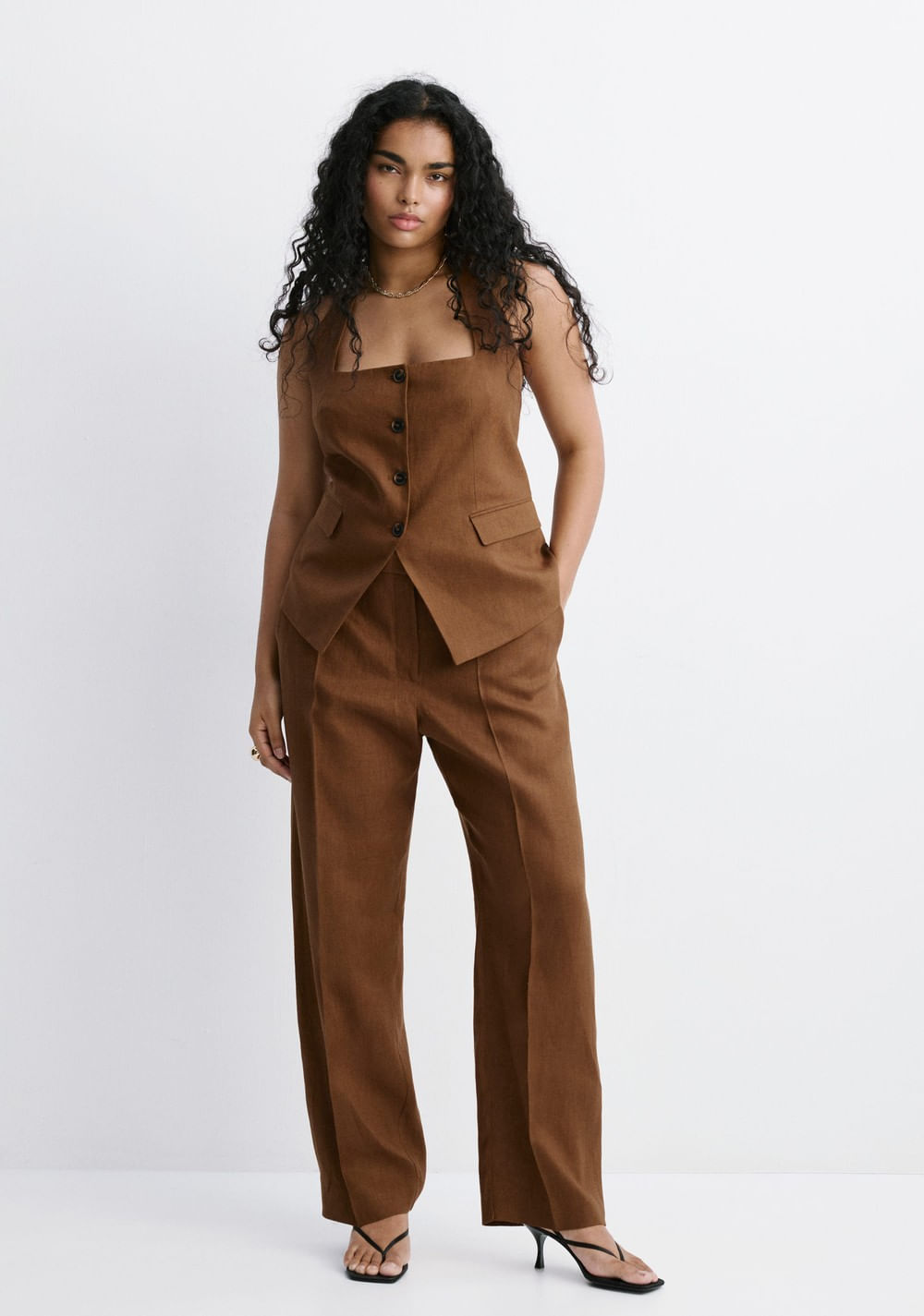 Chaleco Traje Lino Mango 6