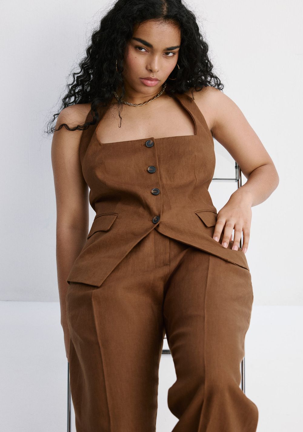 Chaleco Traje Lino Mango 8