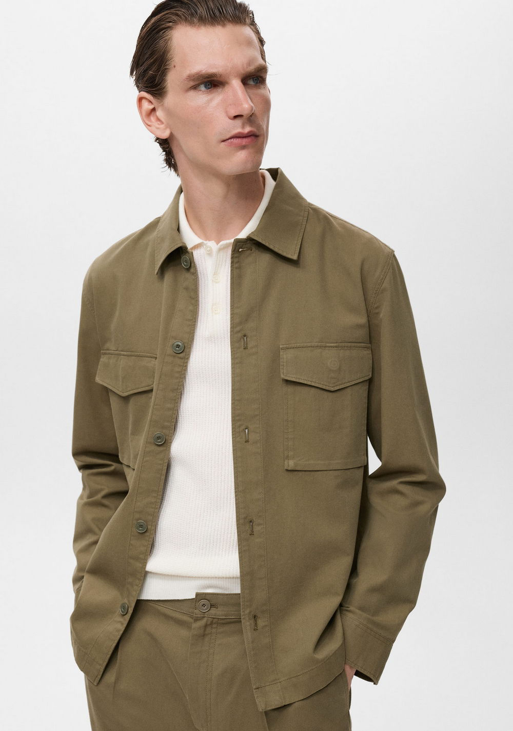 Chaqueta de Algodón Lyocell con Bolsillos Mango Imagen Principal