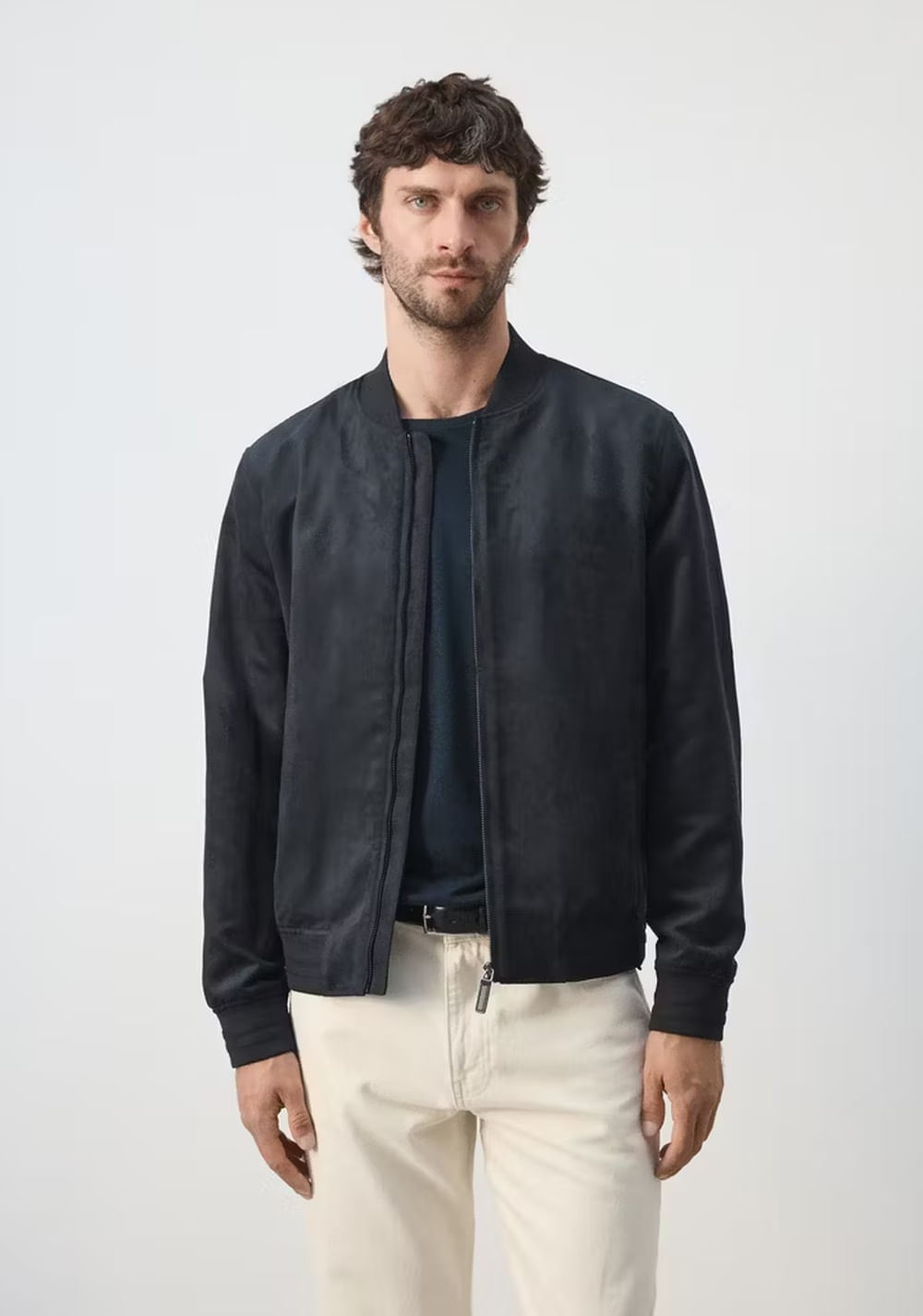 Chaqueta Bomber Efecto Ante Mango Imagen Principal