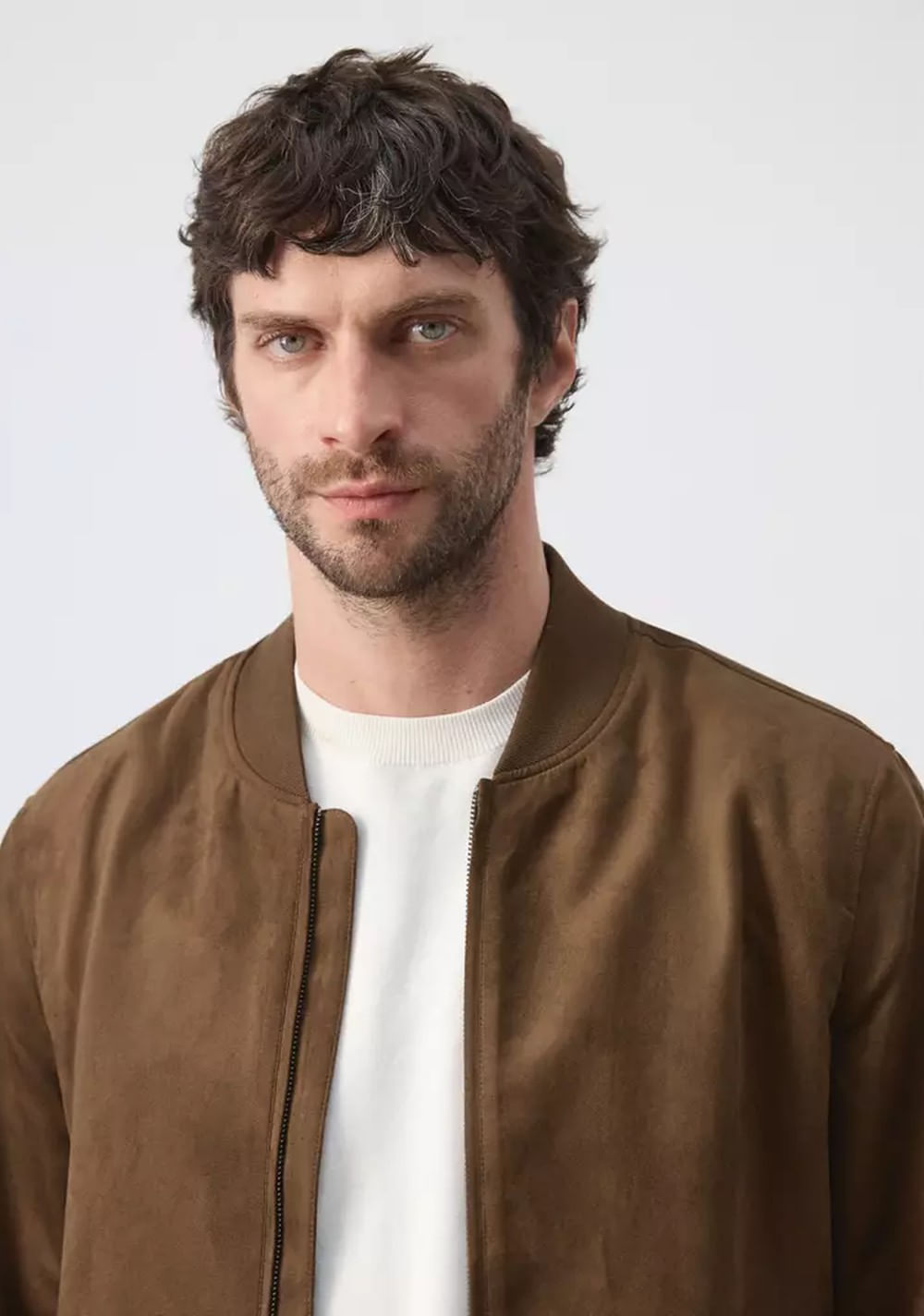 Chaqueta Bomber Efecto Ante Mango 4