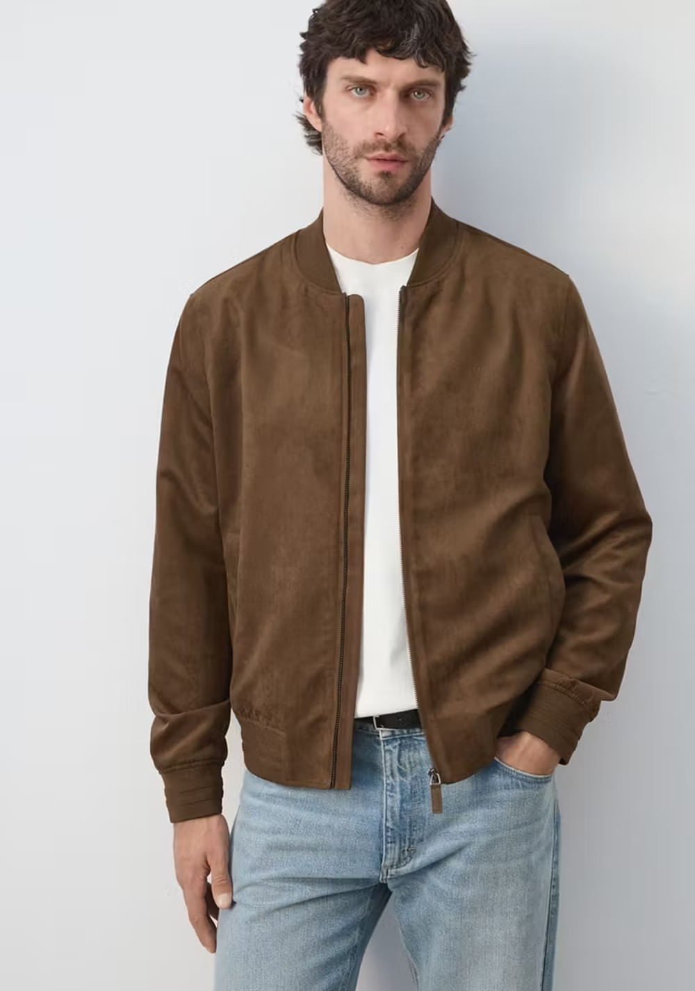 Chaqueta Bomber Efecto Ante Mango 5