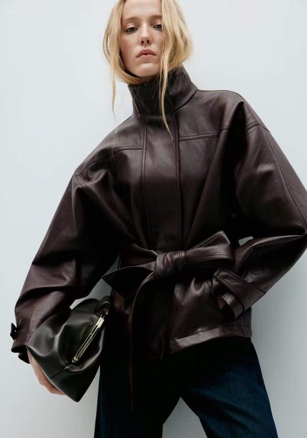 Chaqueta Oversize Cinturón Mango Imagen Principal