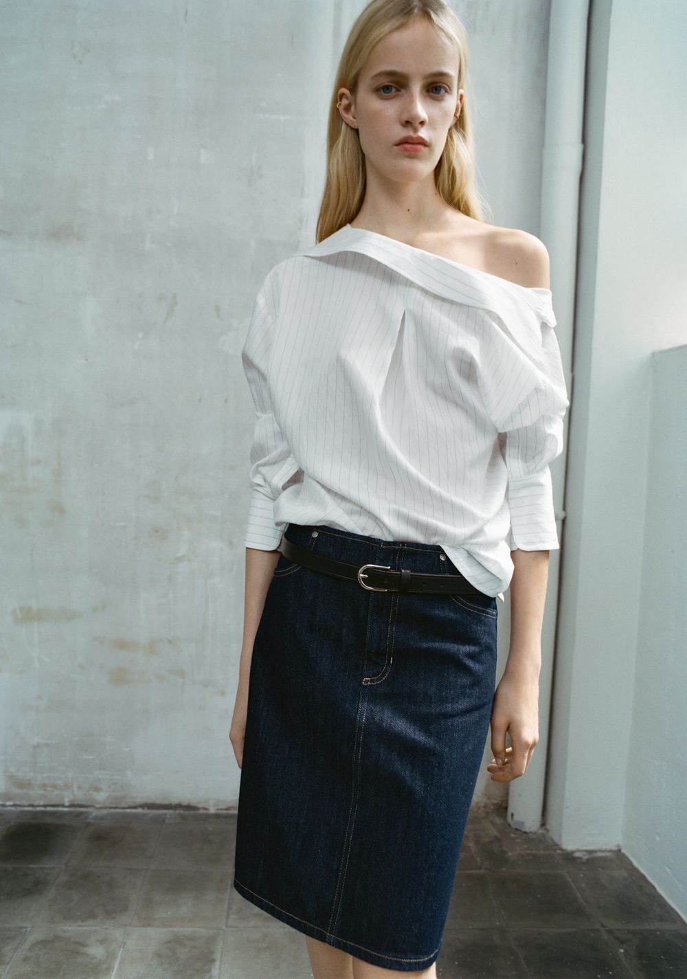 Falda Midi Denim Mango 5
