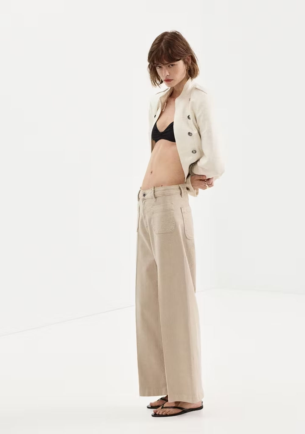 Jeans Wide Leg Bolsillos Parche Mango 2