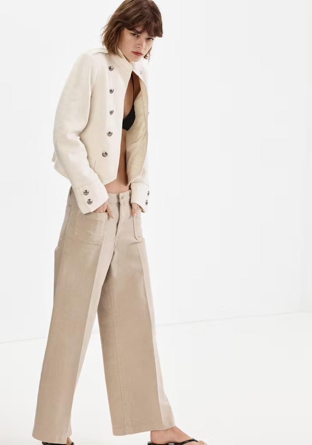 Jeans Wide Leg Bolsillos Parche Mango 5