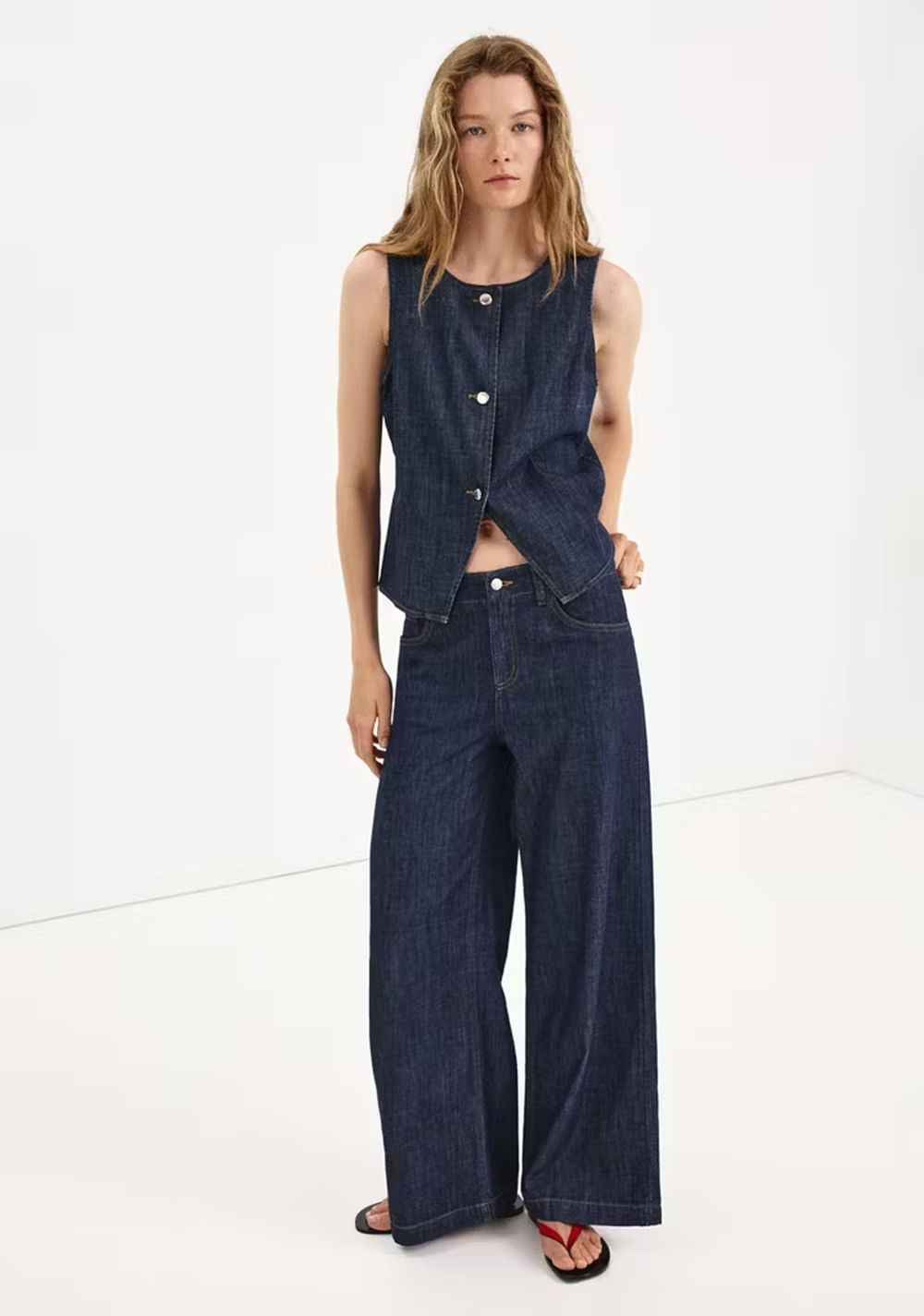 Jeans Wide Leg Rinse Wash Mango 2