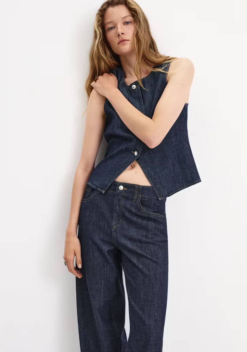 Jeans Wide Leg Rinse Wash Mango 4