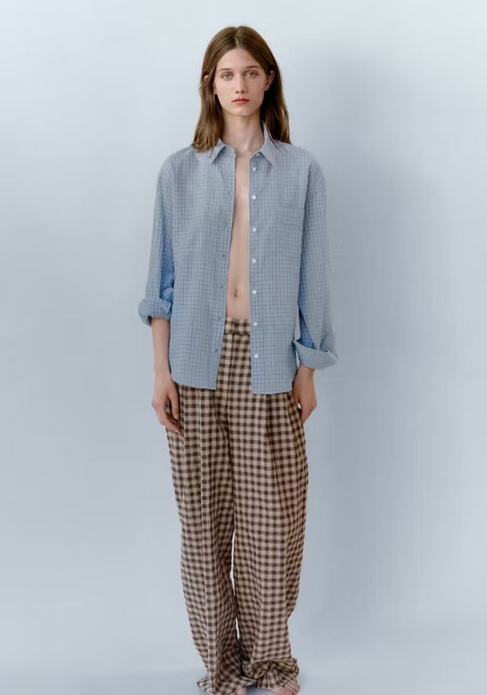Pantalón Recto Cuadros Vichy Mango
