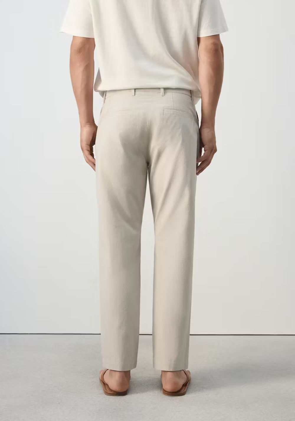 Pantalón Regular Fit Mezcla Algodón Pinzas Rayas Mango 3