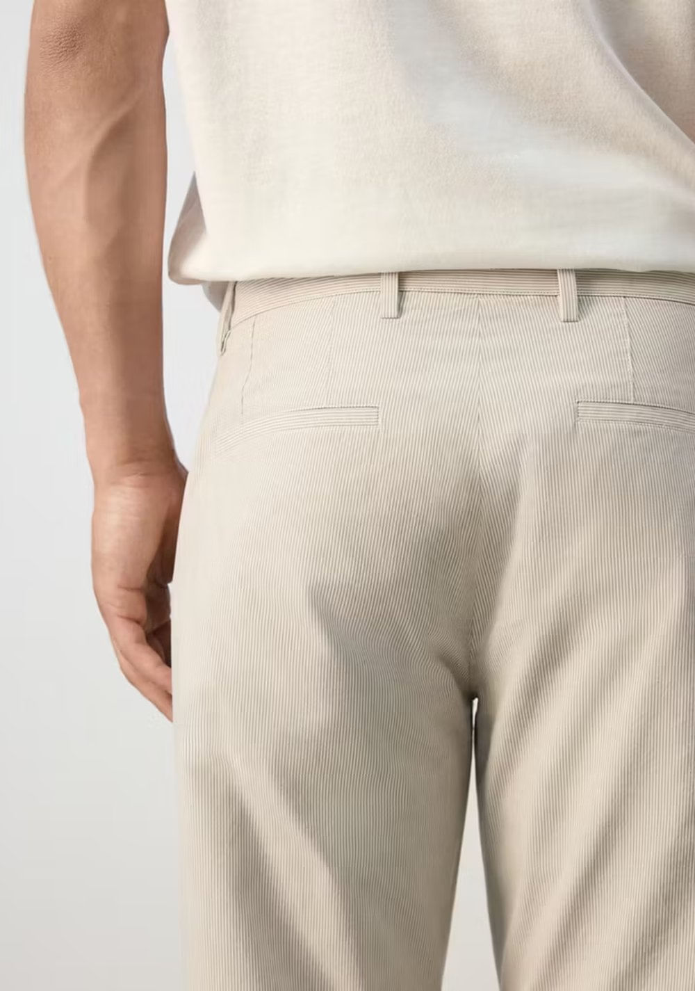 Pantalón Regular Fit Mezcla Algodón Pinzas Rayas Mango 5