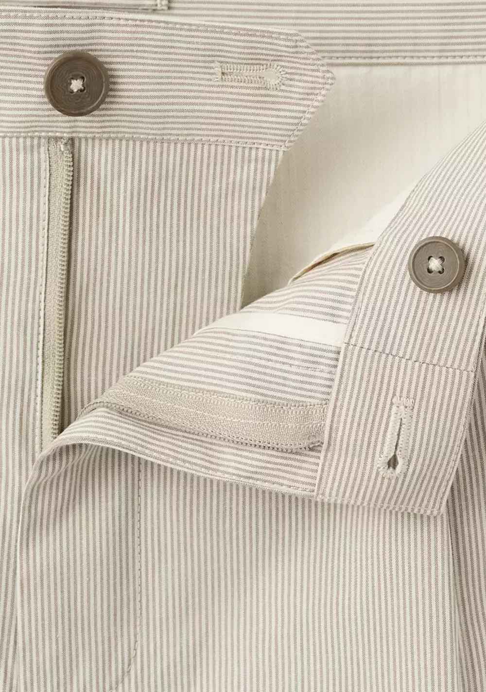 Pantalón Regular Fit Mezcla Algodón Pinzas Rayas Mango 8