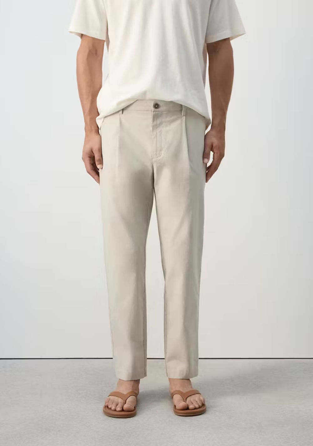 Pantalón Regular Fit Mezcla Algodón Pinzas Rayas Mango Imagen Principal