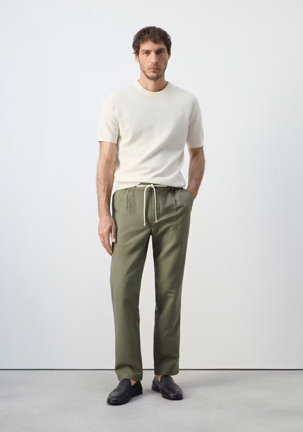 Pantalón Slim Fit Cropped Lino Algodón Mango 2