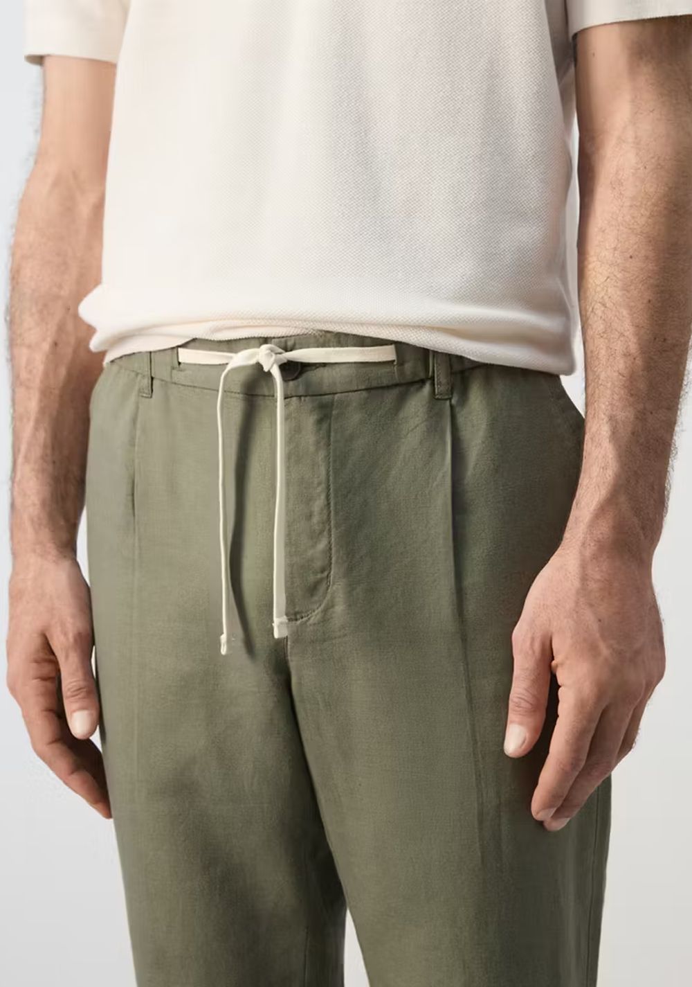 Pantalón Slim Fit Cropped Lino Algodón Mango 4