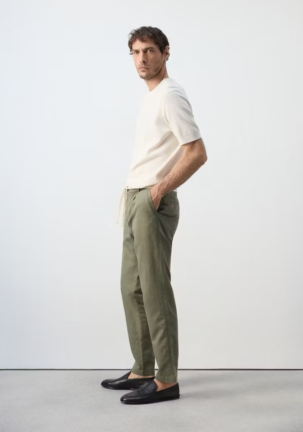 Pantalón Slim Fit Cropped Lino Algodón Mango 6