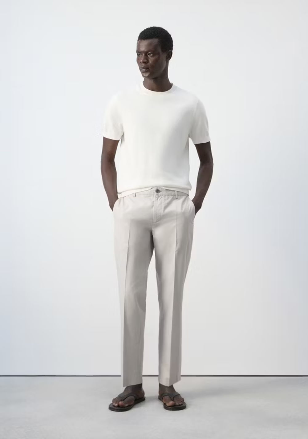 Pantalón Slim Fit Cropped Mezcla Algodón Mango 2