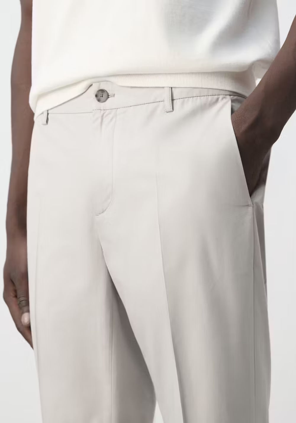 Pantalón Slim Fit Cropped Mezcla Algodón Mango 4