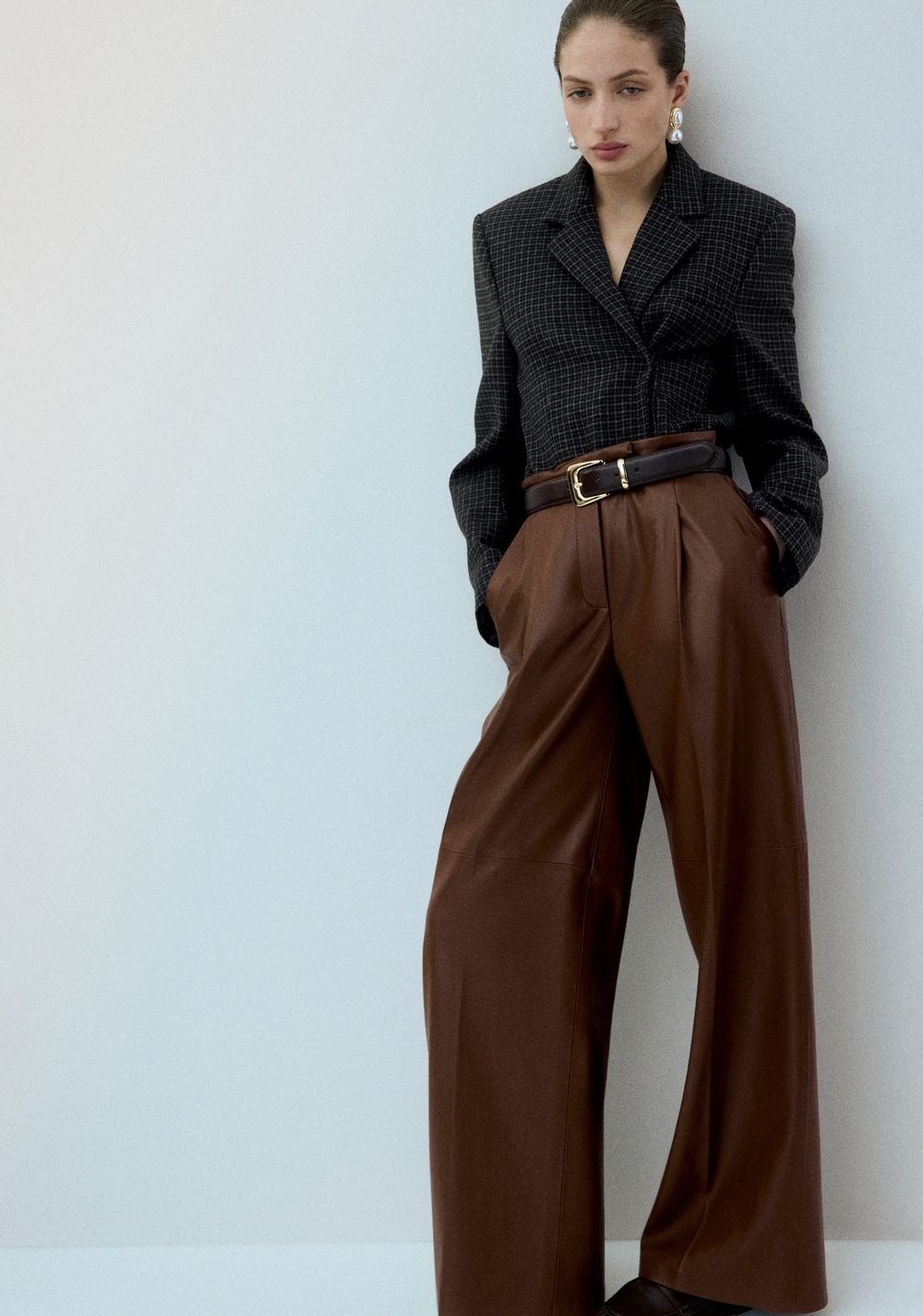 Pantalón Wide Leg Efecto Piel Mango 2