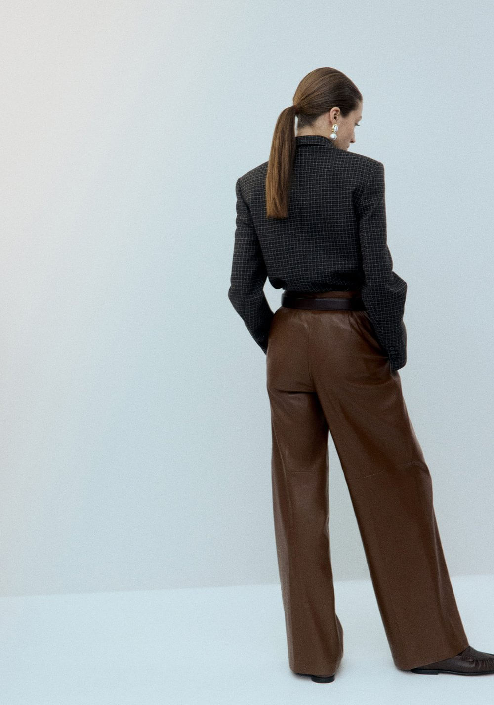 Pantalón Wide Leg Efecto Piel Mango 3