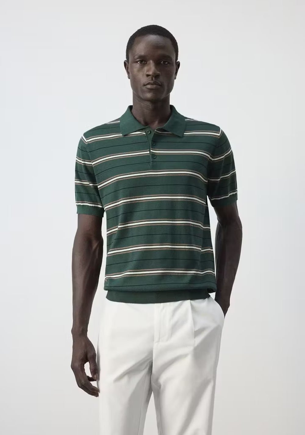 Polo 100% Algodón Punto Fino Rayas Mango Imagen Principal