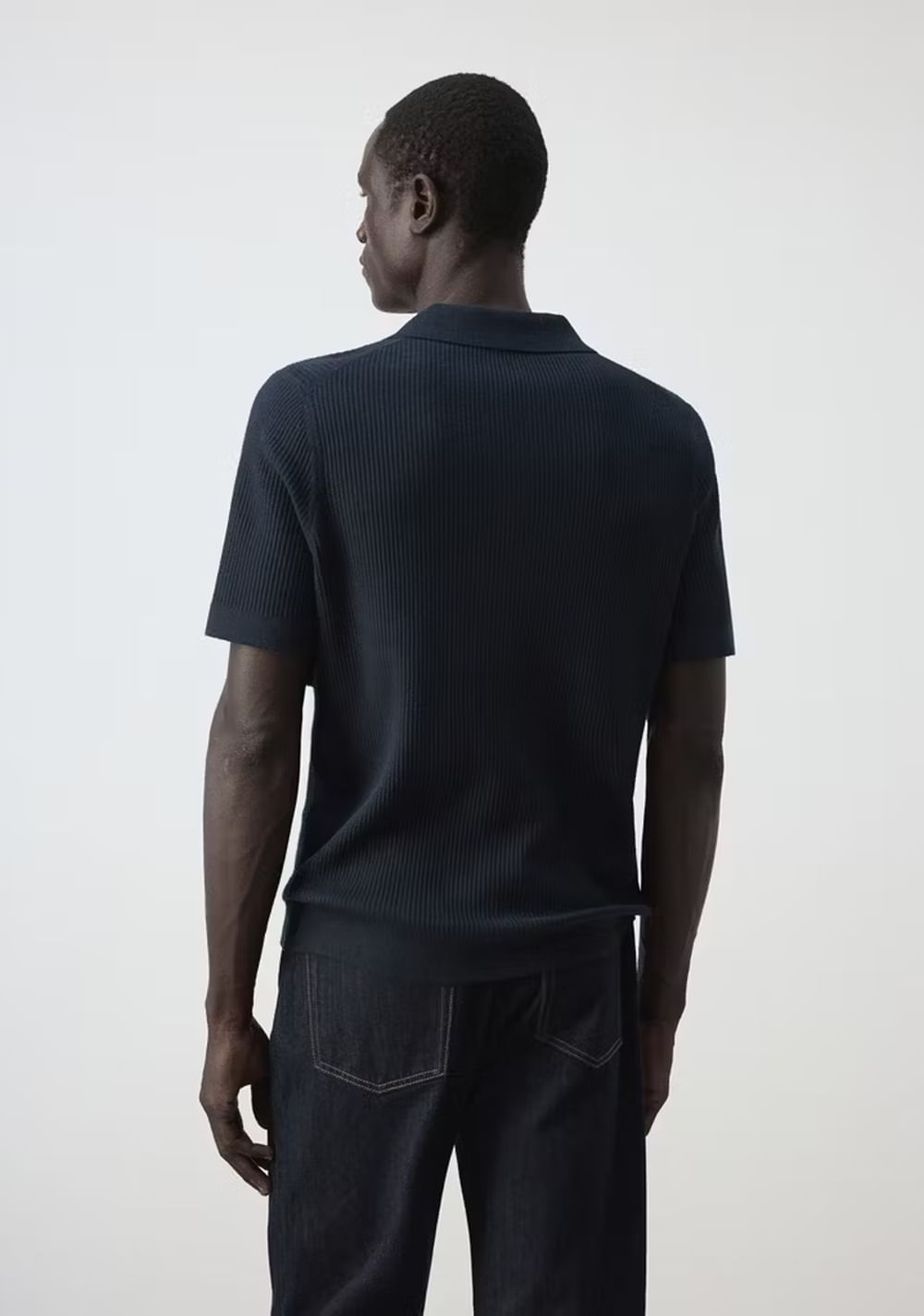 Polo Mezcla Algodón Punto Canalé Mango 3