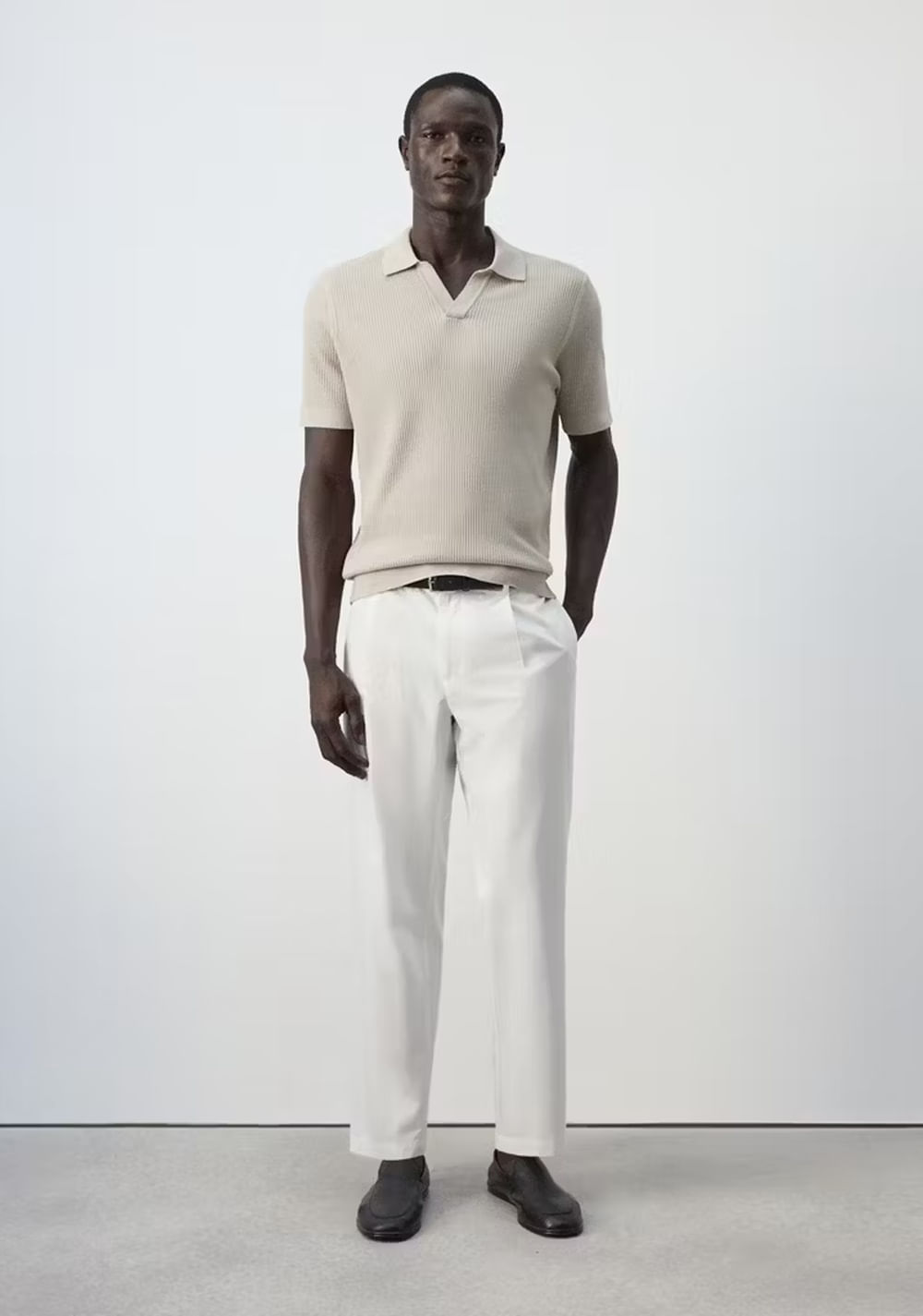 Polo Mezcla Algodón Punto Canalé Mango 2