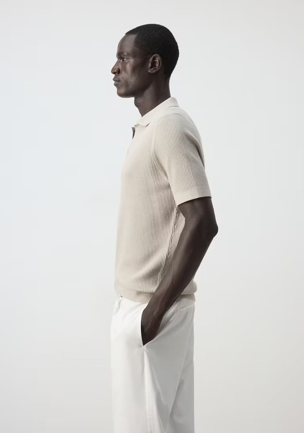 Polo Mezcla Algodón Punto Canalé Mango 5
