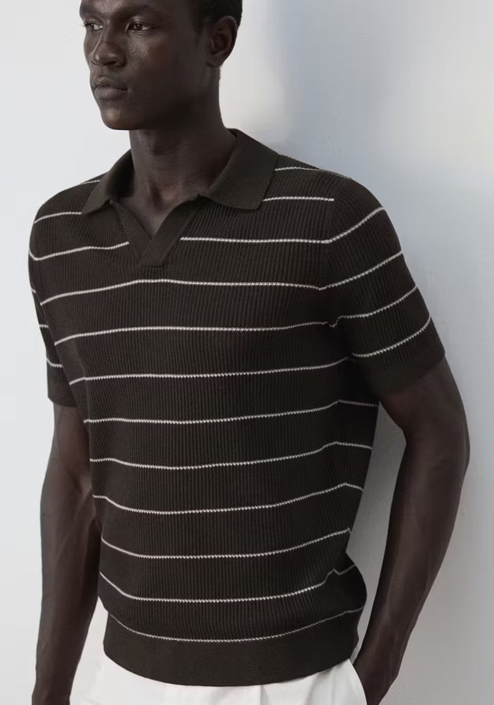 Polo Mezcla Algodón Punto Canalé Mango 4