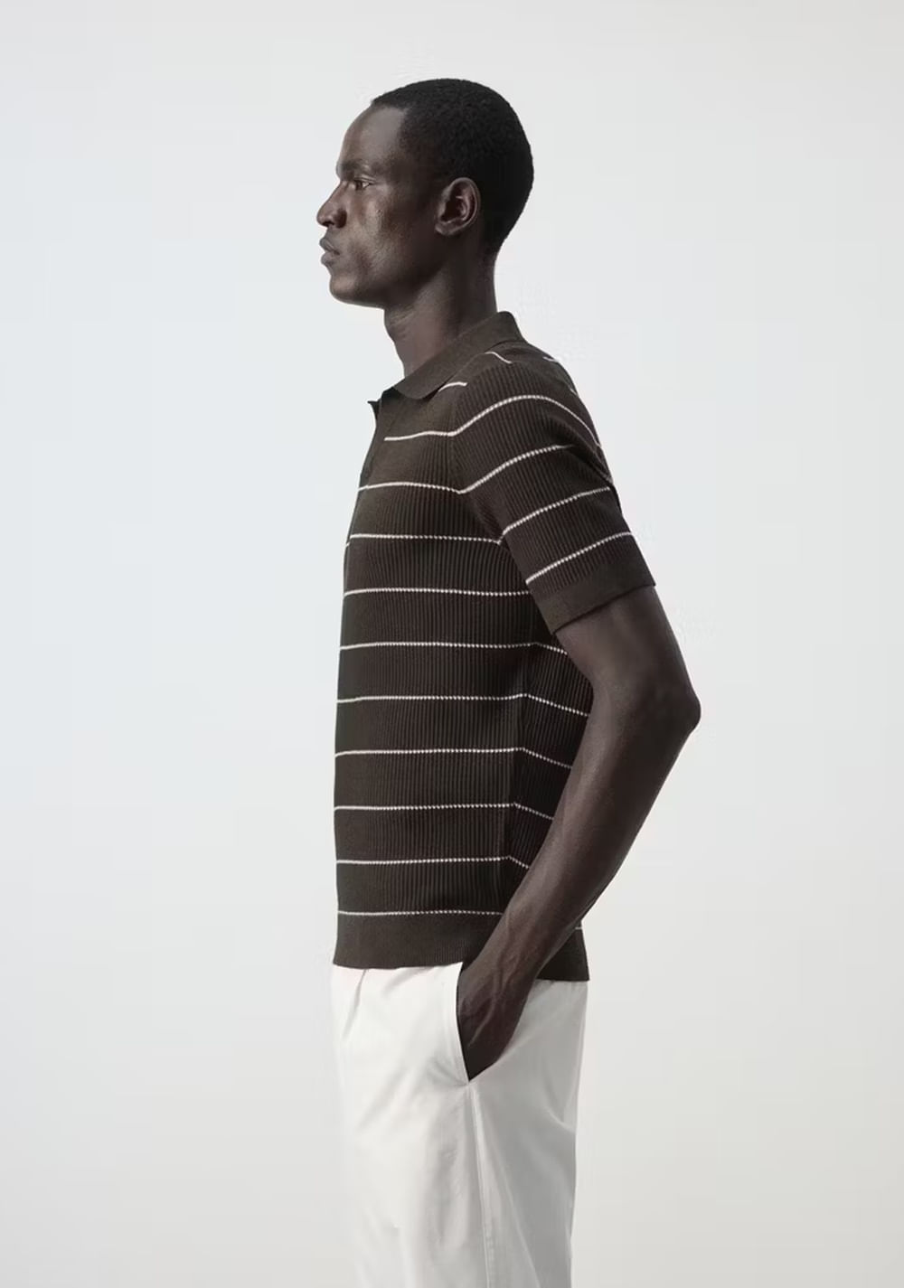 Polo Mezcla Algodón Punto Canalé Mango 5
