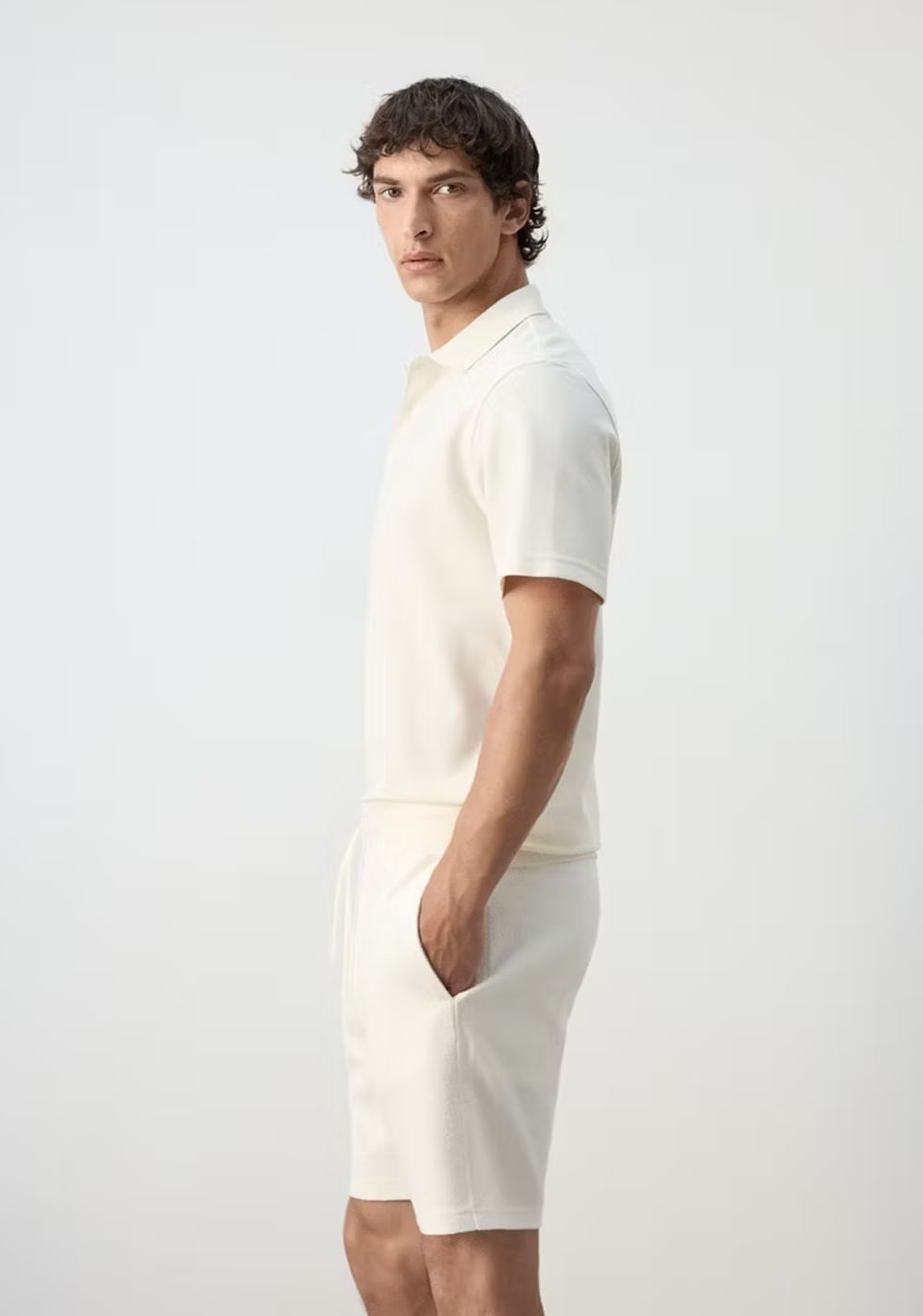 Polo Mezcla Algodón Textura Mango 5