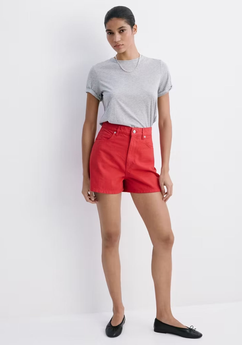 Shorts de Jeans Tiro Alto Mango 2