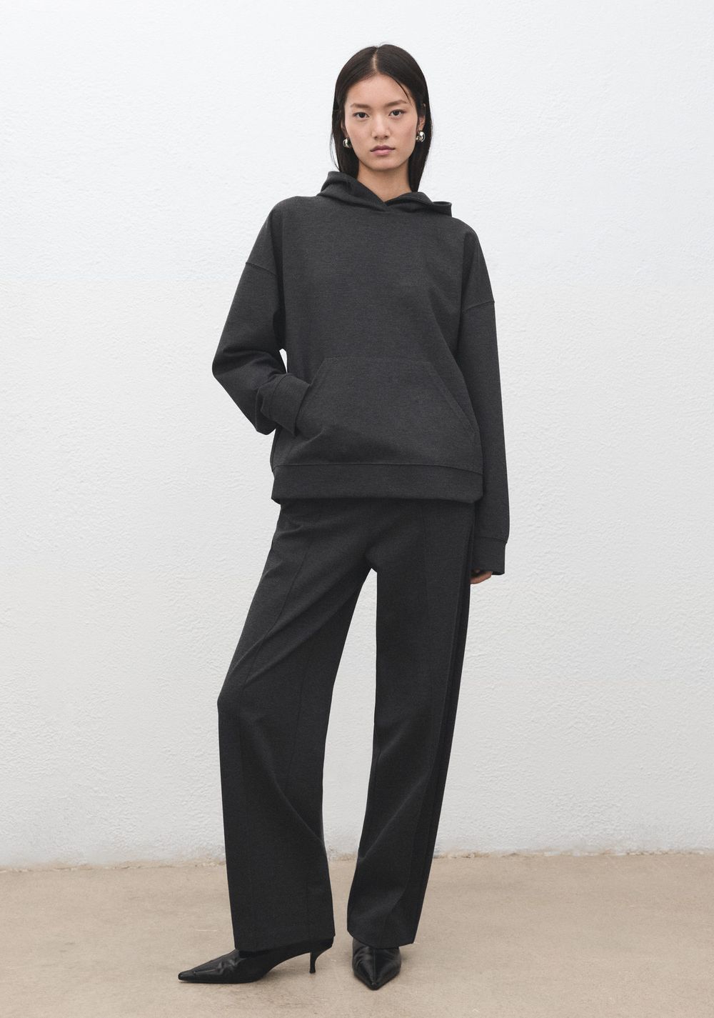 Sudadera Punto Jaspeado Capucha Mango 8