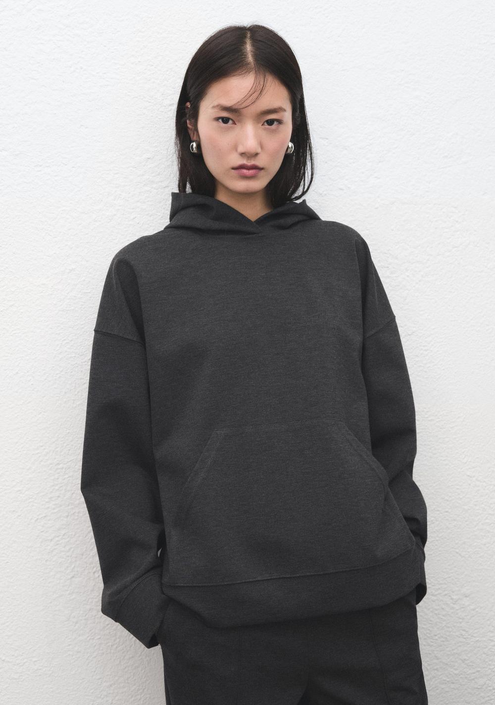 Sudadera Punto Jaspeado Capucha Mango Imagen Principal