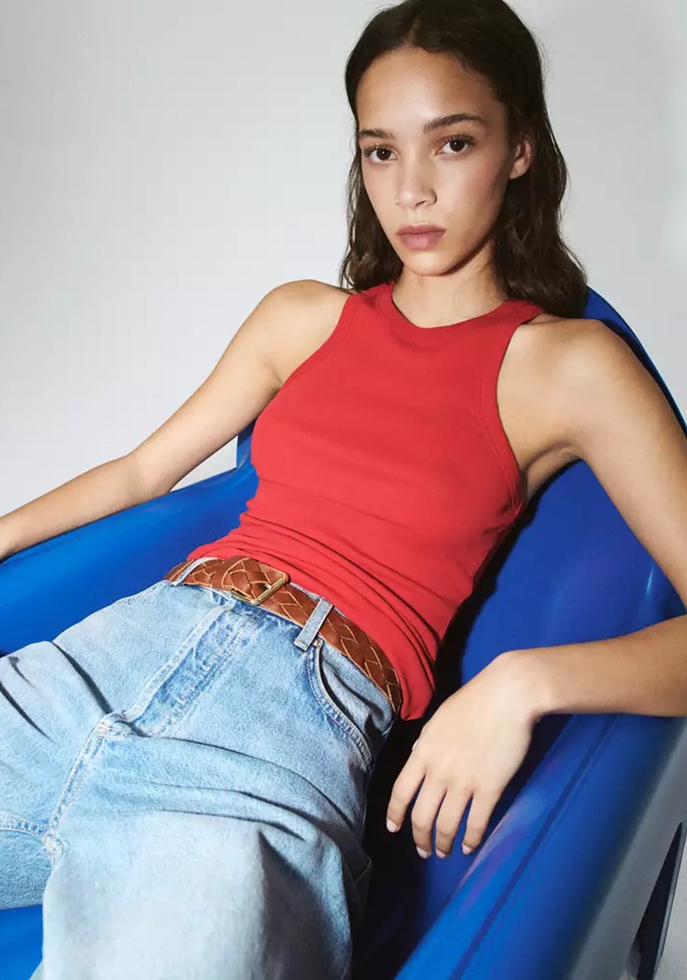Top Algodón Detalle Fruncido Mango
