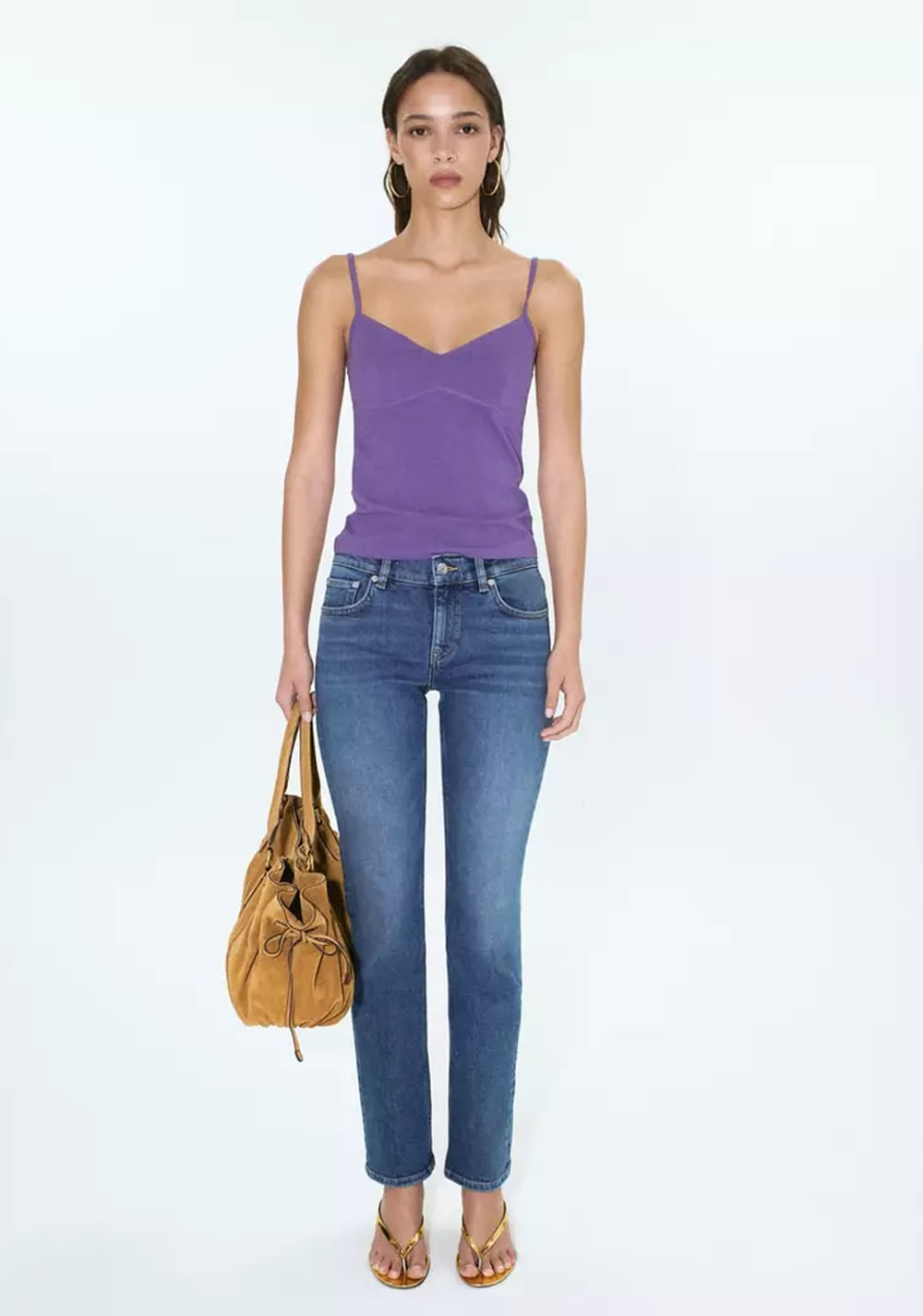 Top Algodón Tirantes Cuello Pico Mango 2