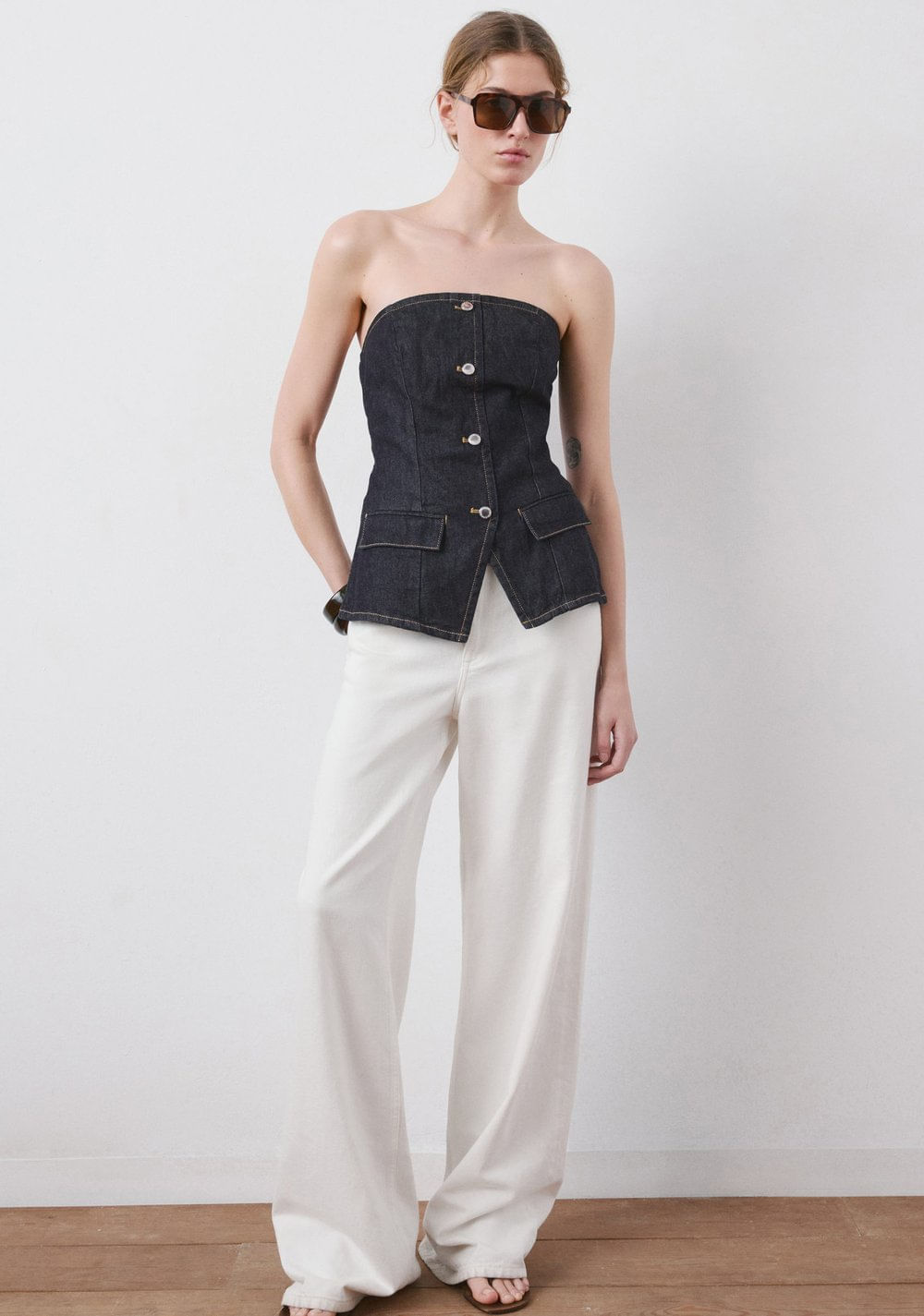 Top Denim Palabra de Honor Mango 6