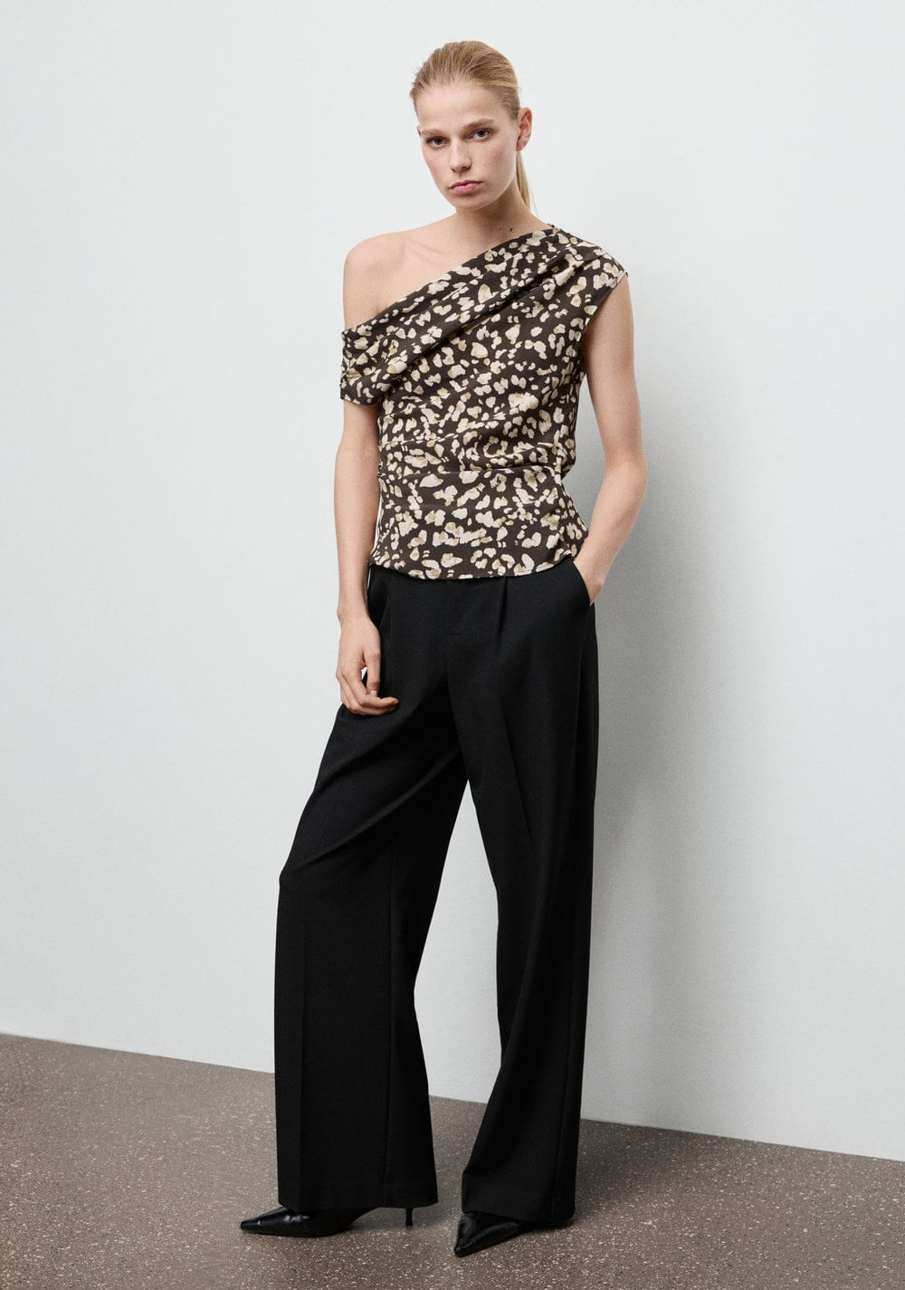 Top Drapeado Animal Print Mango 7