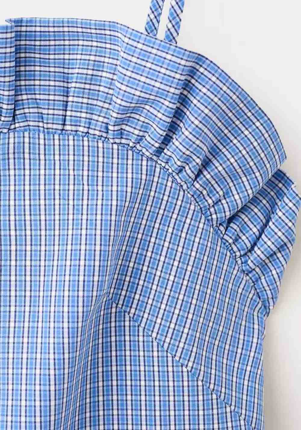 Vestido Corto Cuadros Detalle Volante Mango 7