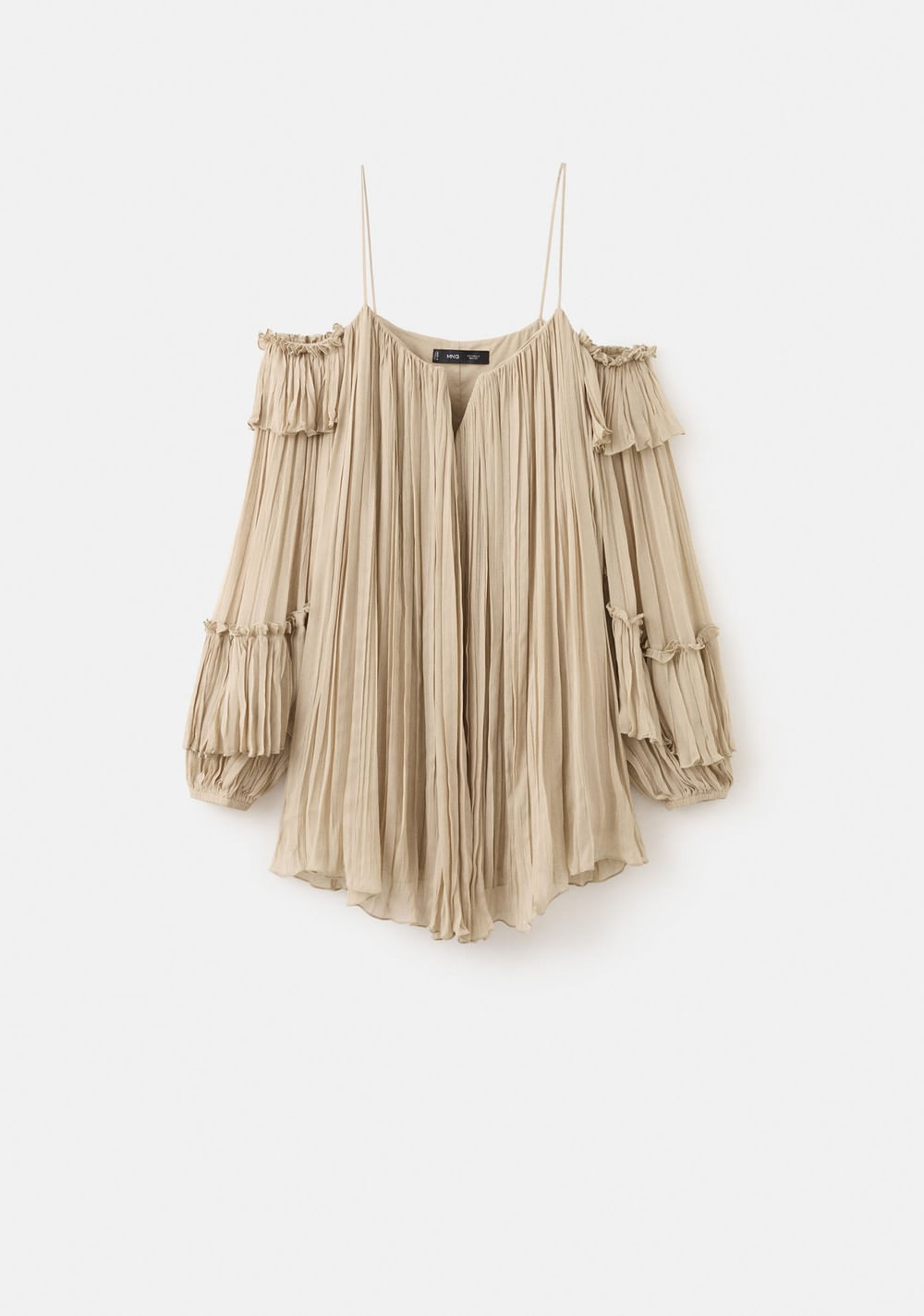 Vestido Corto Plisado Escote Barco Mango 6