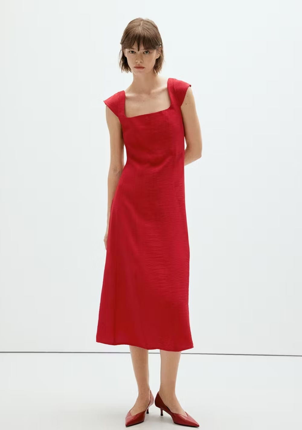 Vestido Evasé Espalda Lazo Mango Imagen Principal