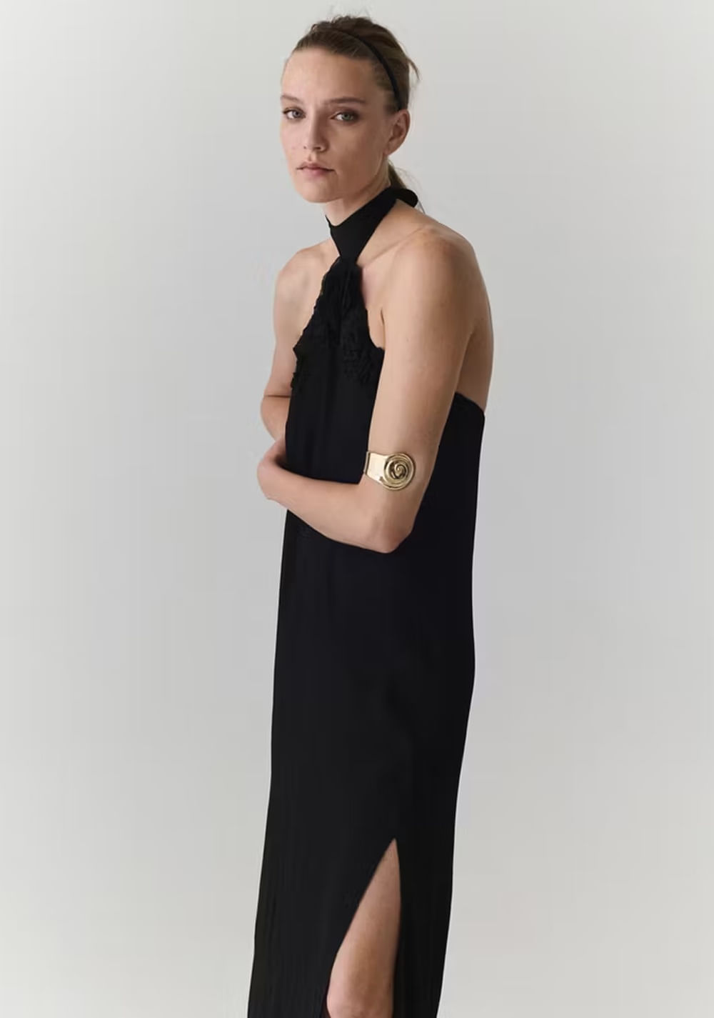 Vestido Halter Detalle Flores Mango 2
