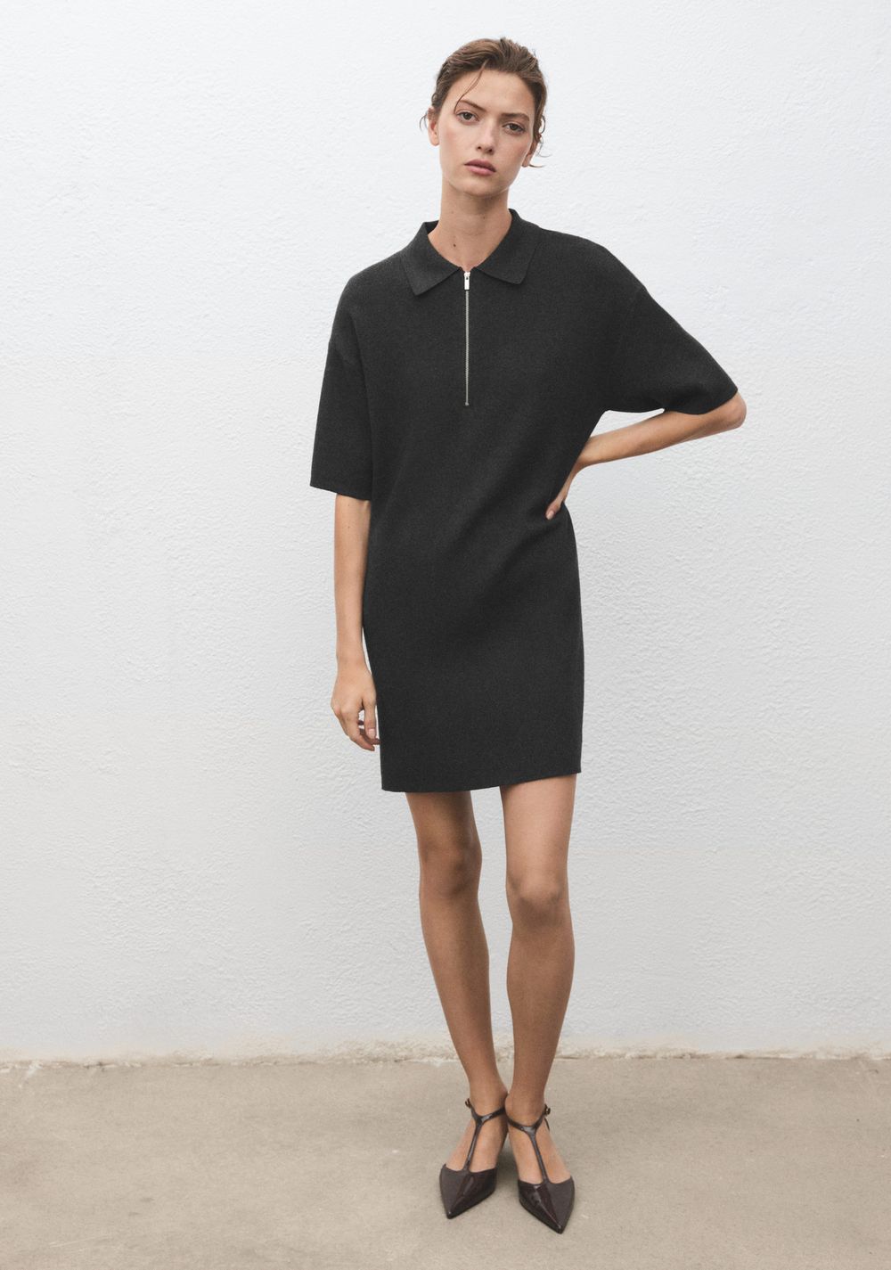 Vestido Punto Cuello Polo Mango