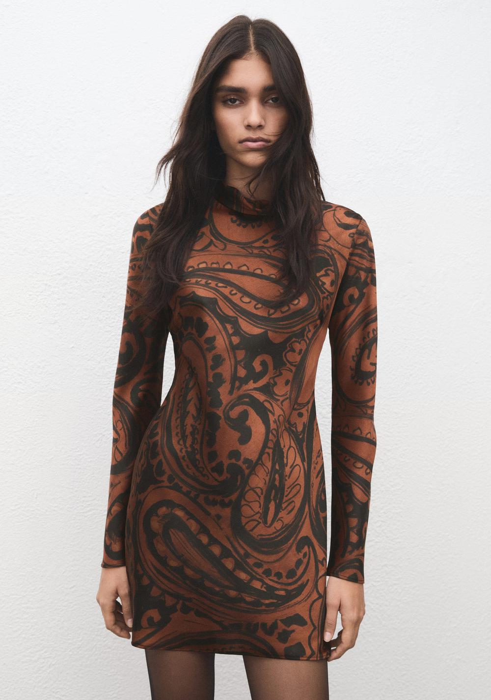 Vestido Satinado Estampado Paisley Mango 3