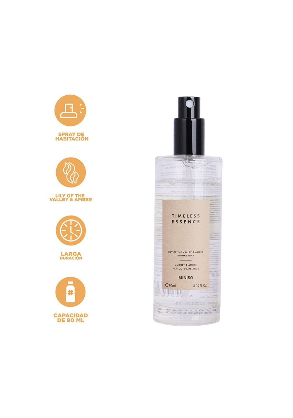 Ambientador en Spray Lirio & Ambar 90 Ml Miniso Unisex - Vista 4