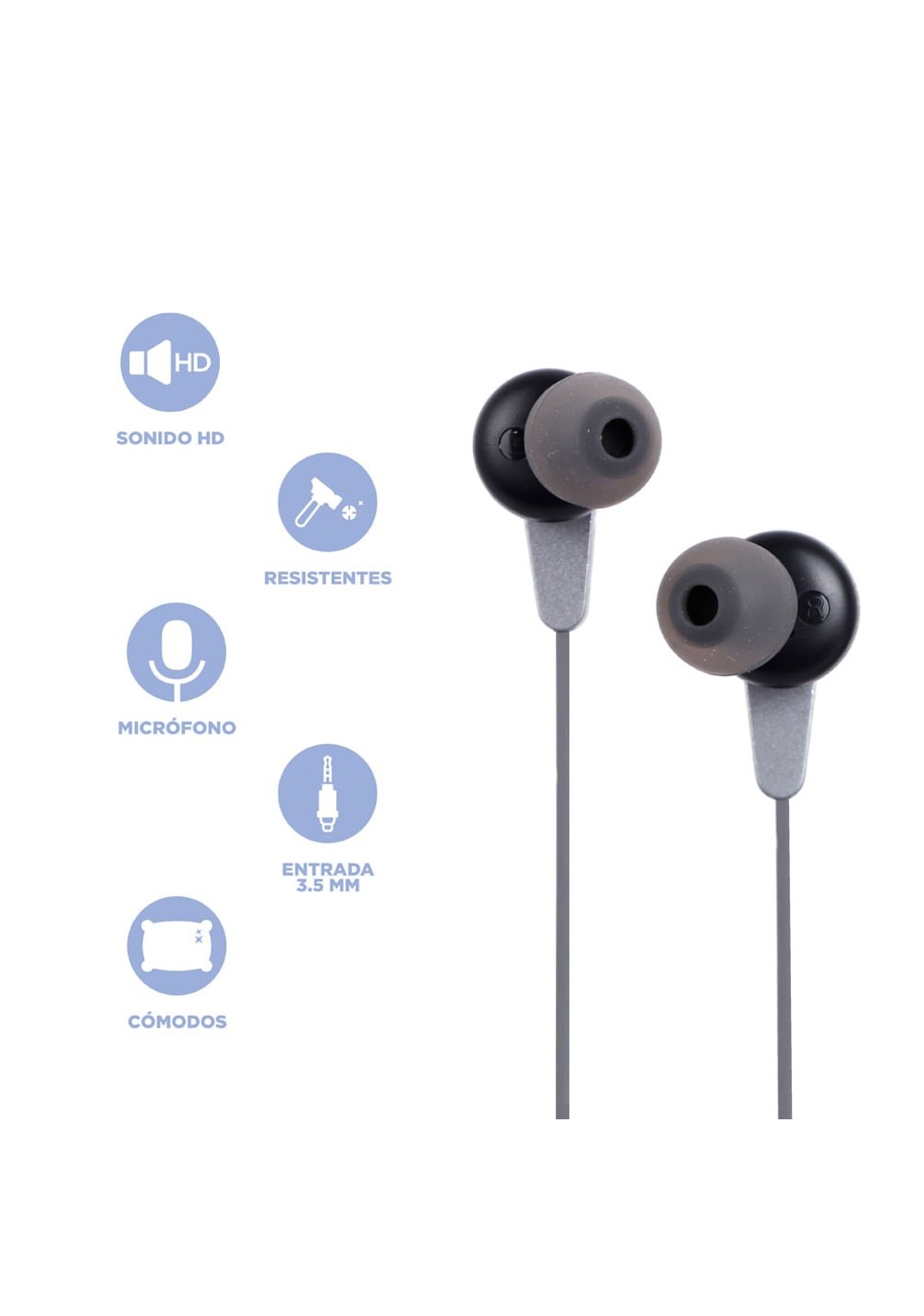 Audífonos de Cable Gris 120 Cm Manos Libres Miniso Unisex - Vista 3