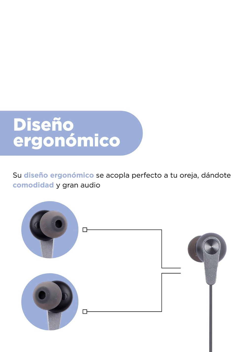 Audífonos de Cable Gris 120 Cm Manos Libres Miniso Unisex - Vista 4