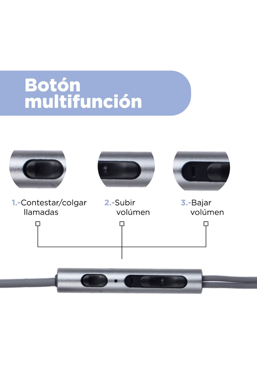 Audífonos de Cable Gris 120 Cm Manos Libres Miniso Unisex - Vista 5
